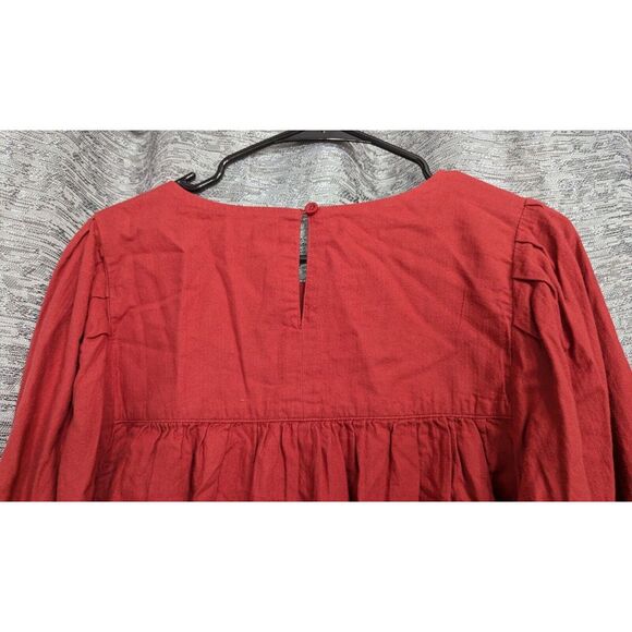 Ana Peasant Style Long Sleeve 100% Cotton Shirt Women's 1X Plus Burnt Orange NWT - Picture 6 of 10